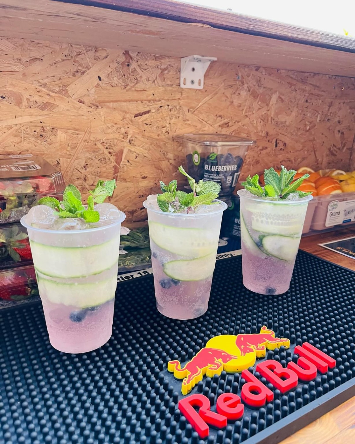 Fresh blueberry and mint cocktails at Shox's
