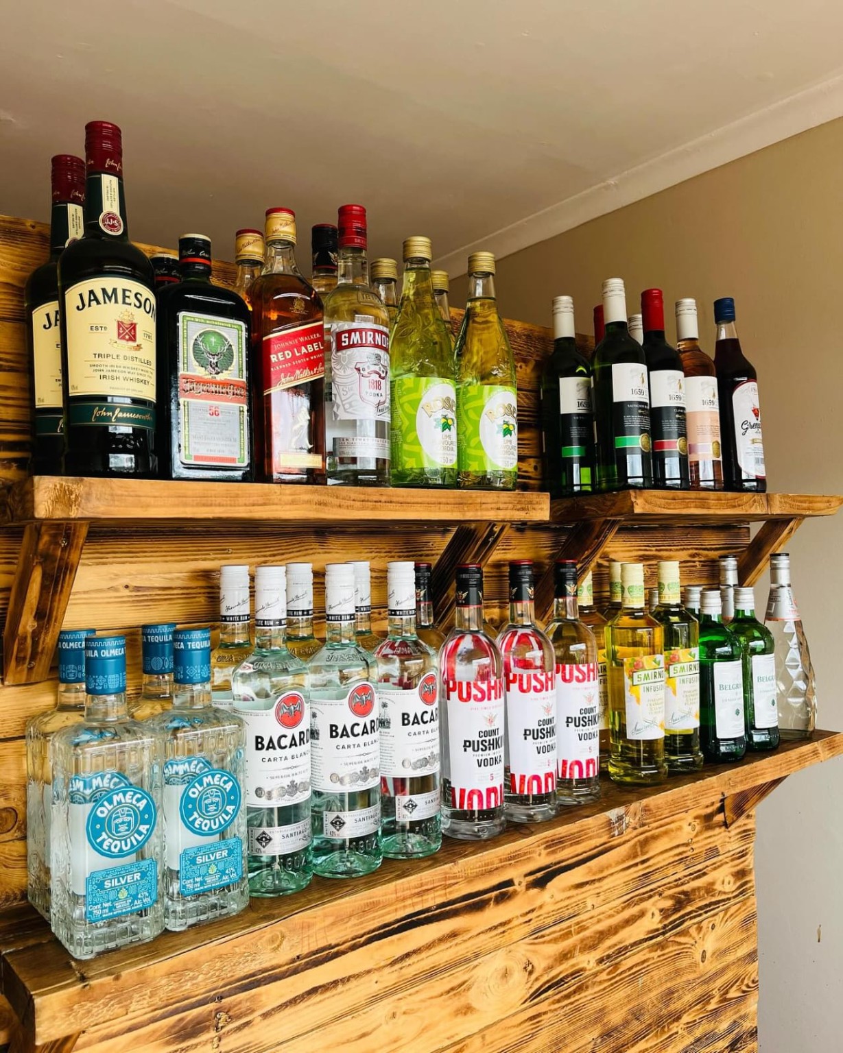 Premium drinks at the bar
